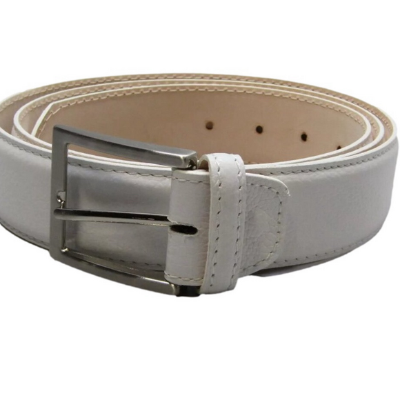 NEW FRESCO GOLF Men's Leather Embossed Belt White/White Stitching Size 115/45